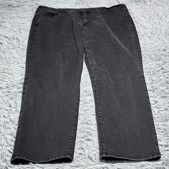 Bandolino Mandie Straight Jeans Womens Size 20W Average Plus Black Stretch 42x30 - Picture 1 of 13